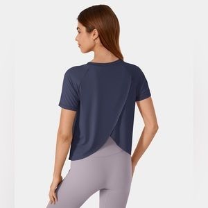 Halara In My Feels Contrast Mesh Split Hem Barre Ballet Dance‎ Sports Top NWT XL